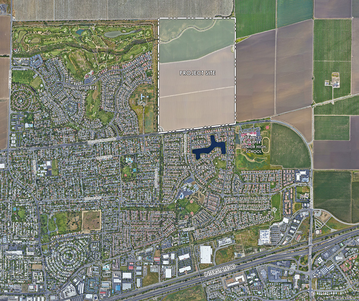 map of project site location north of East Covell Boulevard and east of the Wildhorse Community